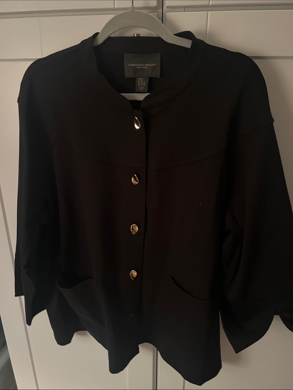 Christian Siriano Black Round-Neck Gold Button Jacket